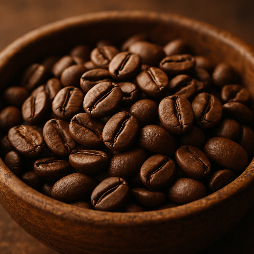 Coffee beans in a rustic setting